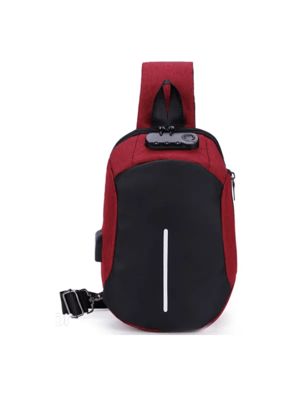 Anti-Theft Bib Backpack Waterproof Shoulder Usb - Red