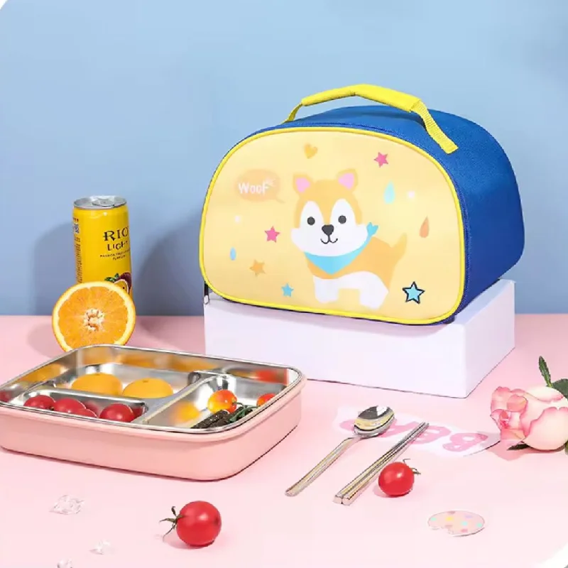 Cartoon Dog Design Round Lunch Bag for Kids