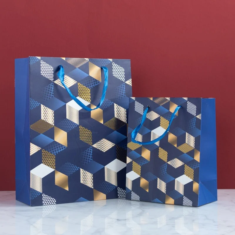 Blue Cubes Gift Bag (Set of 4)