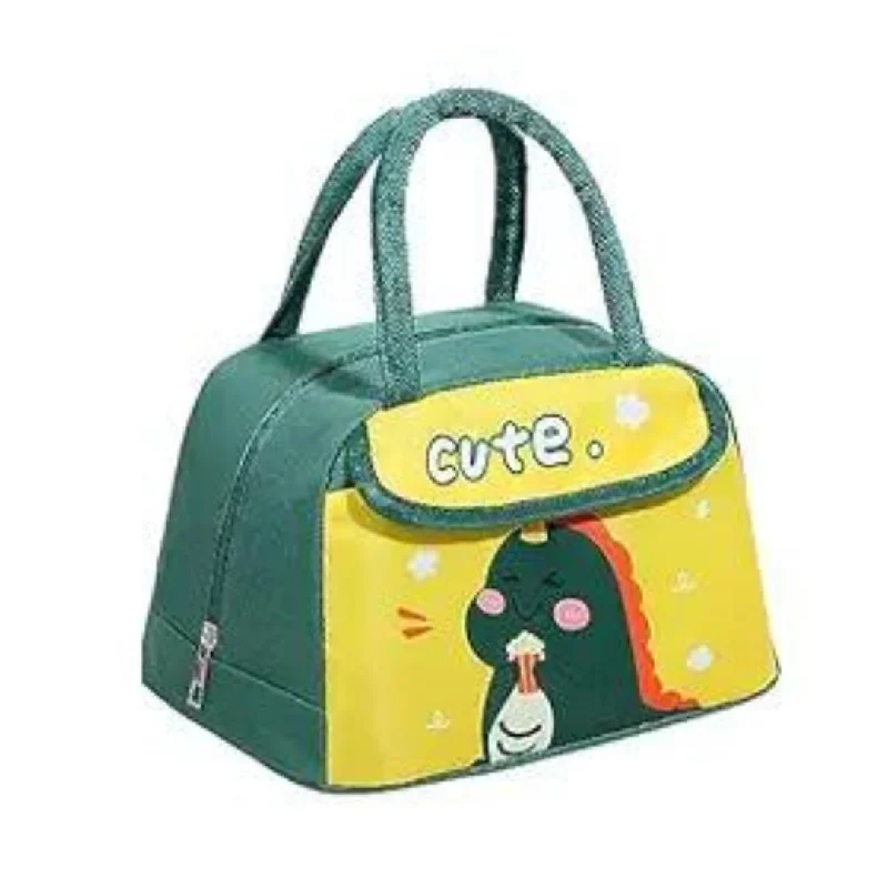 Cute Design Lunch Bag with Front Pocket for Kids (Dino Green)