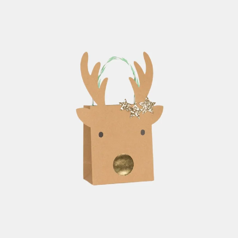 Small Reindeer With Stars Gift Bag | Set of 2