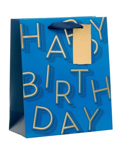 Gift Bag Medium - Blue Happy Birthday