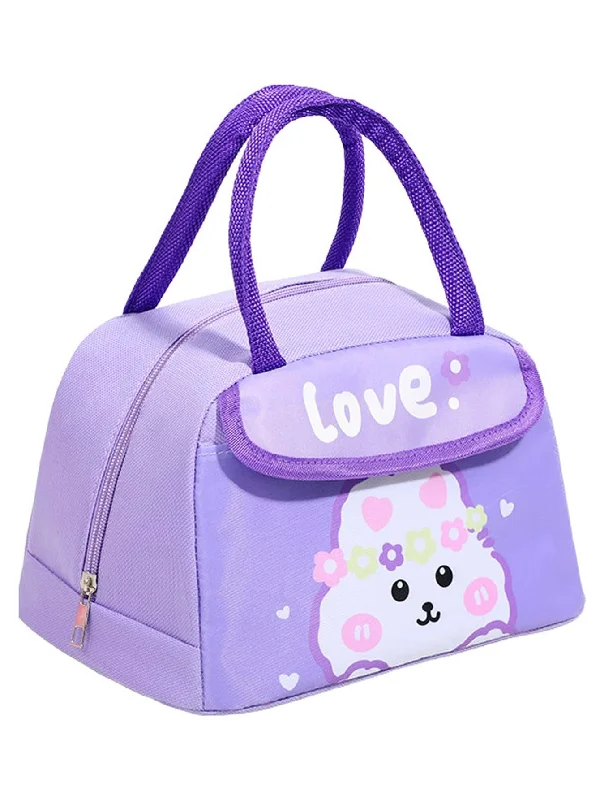 Cute Design Lunch Bag with Front Pocket for Kids (Bunny Purple)