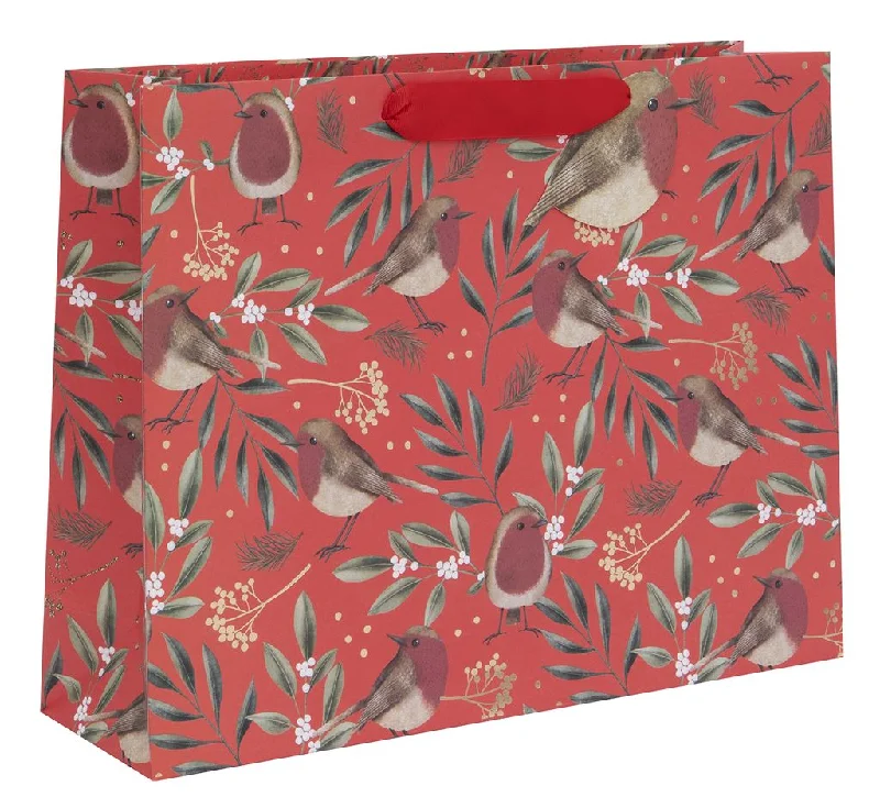 Christmas Gift Bag - Large Landscape Red Robins