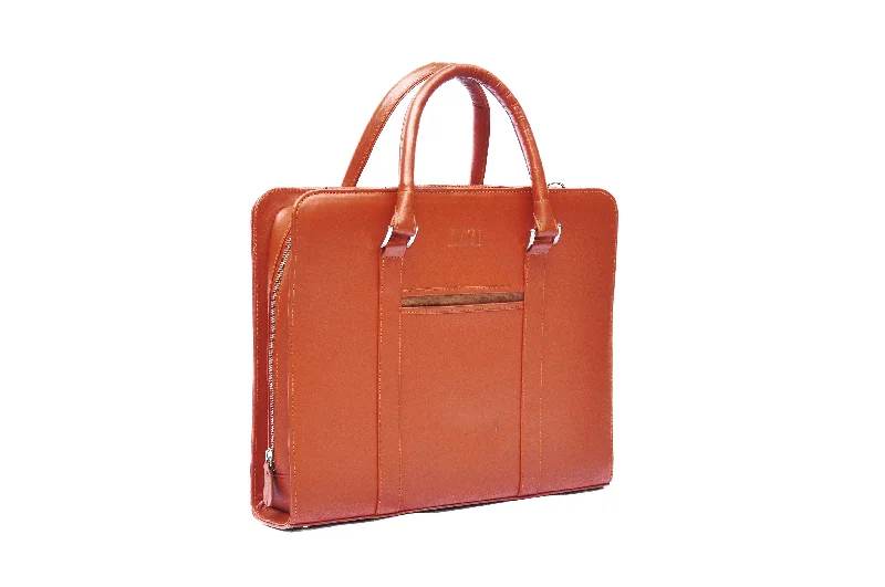 Leather Laptop Bag - Saddle Tan