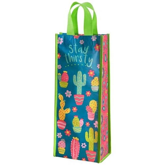 karma recycled wine gift bag - cactus