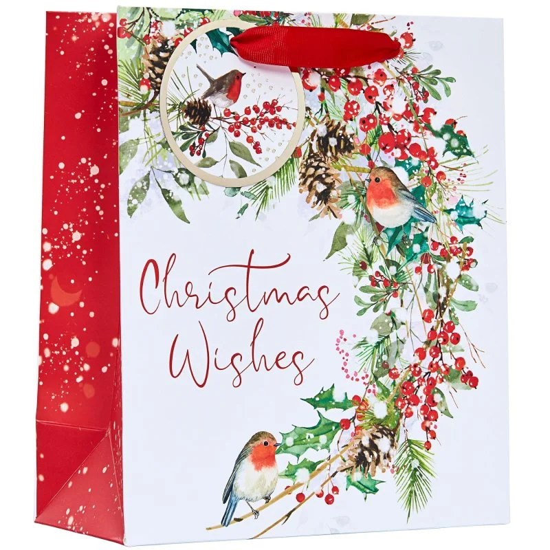 Christmas Gift Bag - Medium Wreath