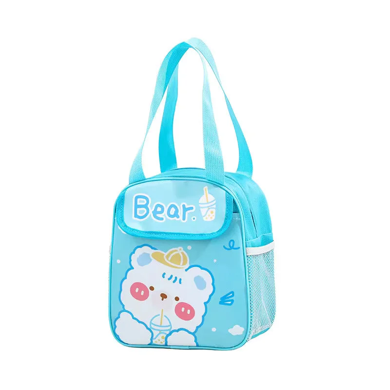 Cute Design Lunch Bag with Front Pocket for Kids (Bear Blue)