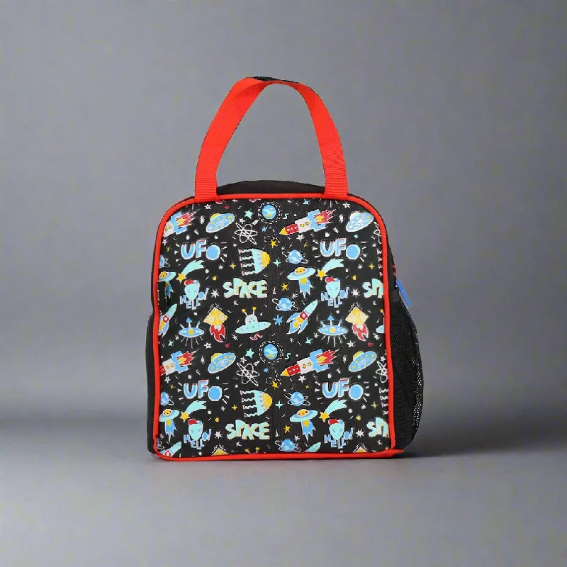 Smily kiddos joy lunch bag-Space Theme Black