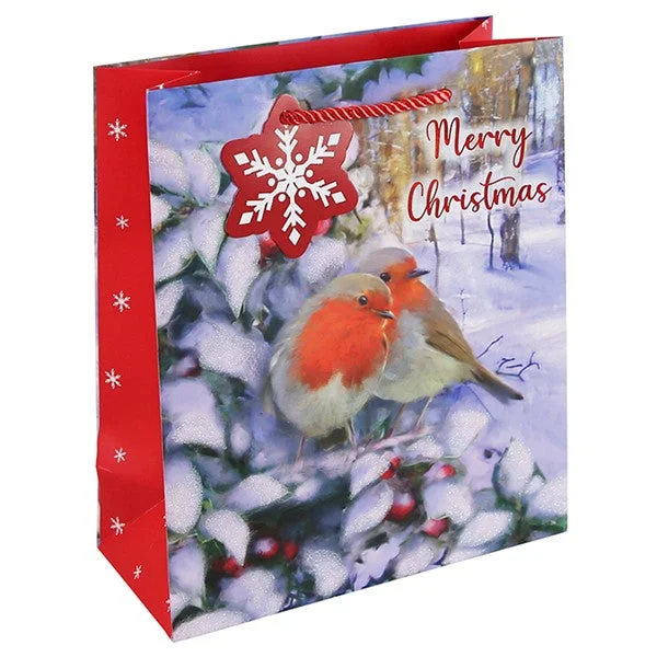 Christmas Gift Bag - Medium Robin