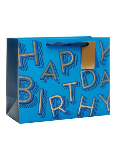 Gift Bag Large - Blue Happy Birthday