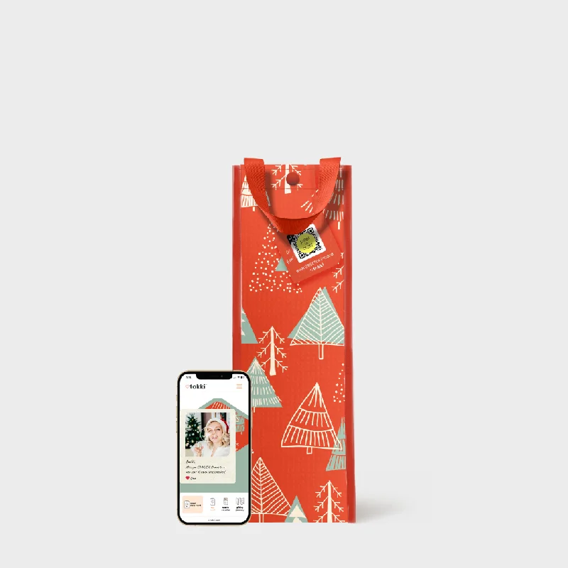 Festive Forest | Wine | Reusable Gift Bag + QR Greeting Card