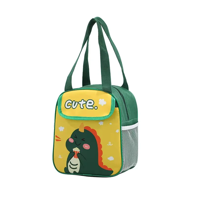 Cute Design Lunch Bag with Front Pocket for Kids (Dino Green)