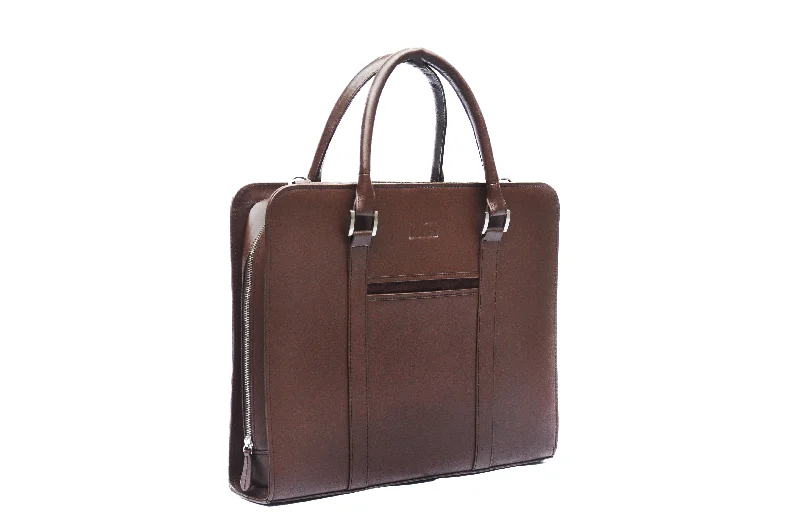 Leather Laptop Bag - Brown