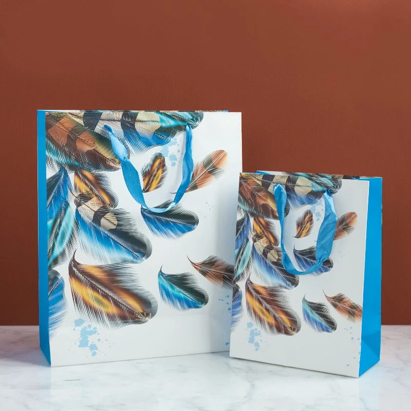 Blue Feathers Gift Bag (Set of 4)