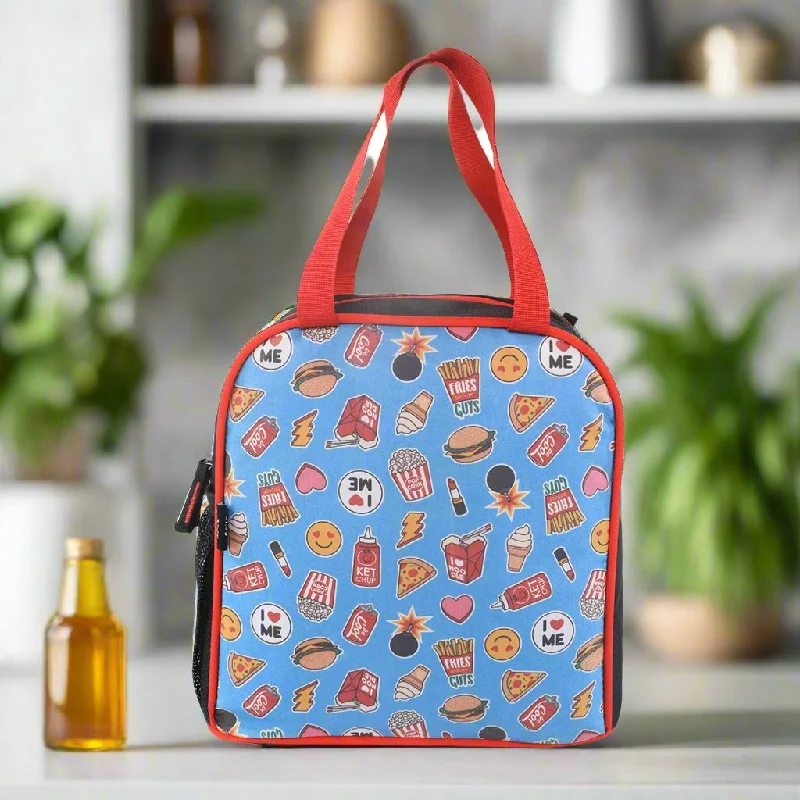 Smily kiddos joy lunch bag- Fast Food Theme - Teal blue