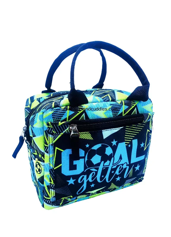 Stylish and Functional: Padded Printed Lunch Bag with Front Pocket and Side Pockets