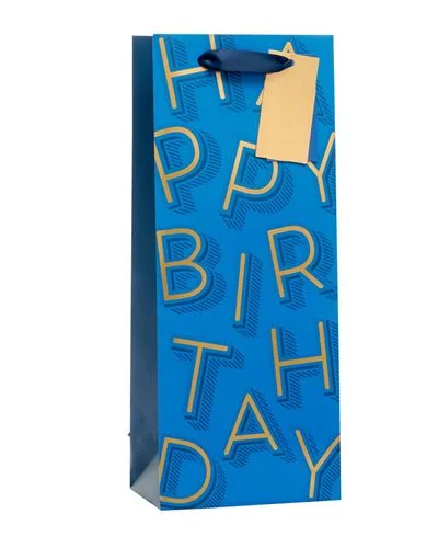 Bottle Bag - Blue Happy Birthday