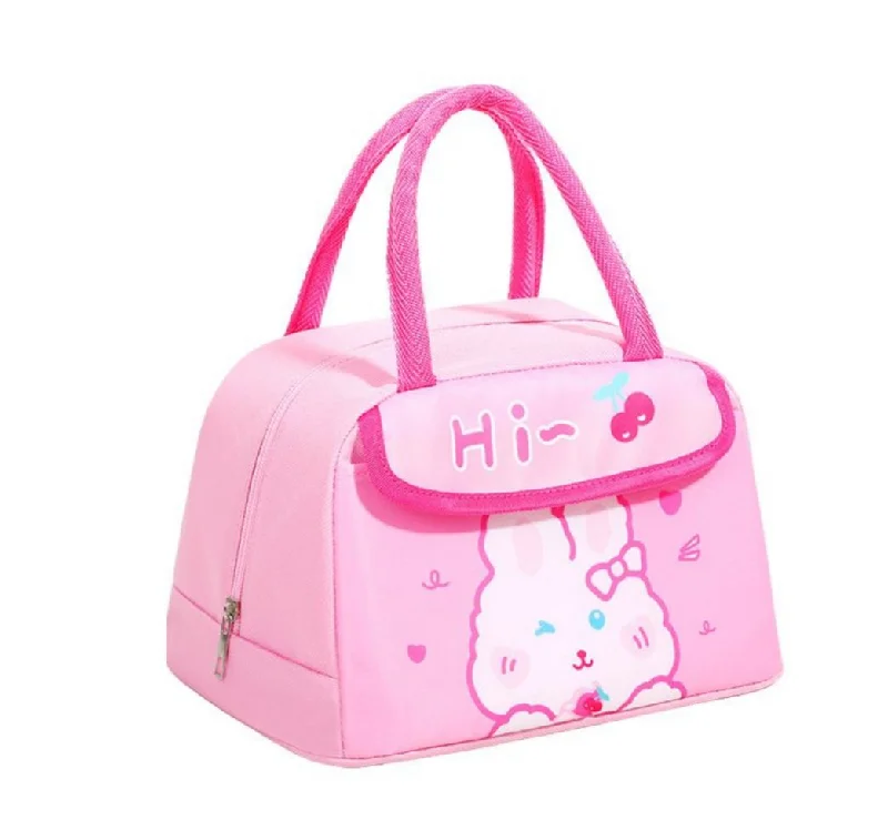 Cute Design Lunch Bag with Front Pocket for Kids (Bunny Pink)