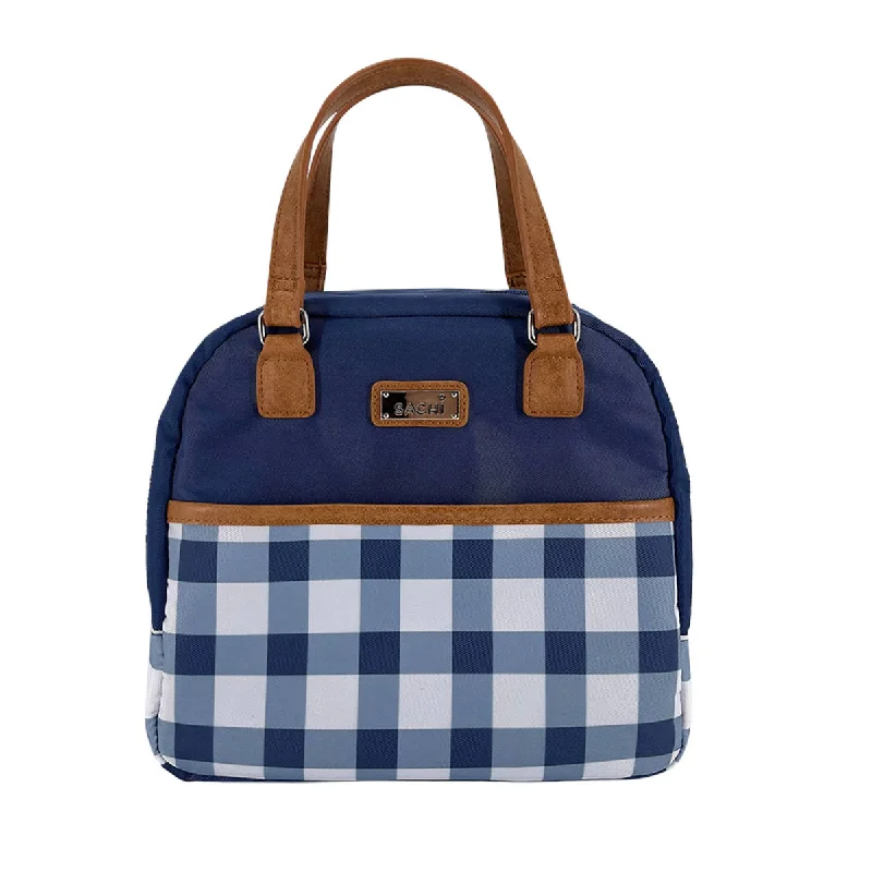 Sachi Insulated Cali Lunch Bag Gingham Indigo