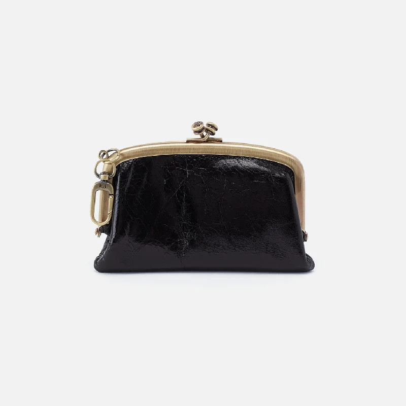 Cheer Frame Pouch In Polished Leather - Black