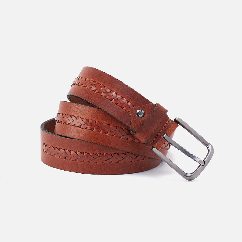 Cognac Navigator Belt in Aston Leather - 34