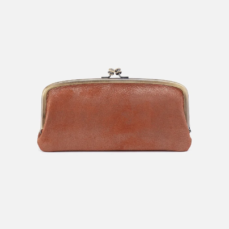 Cora Large Frame Wallet In Metallic Leather - Patina