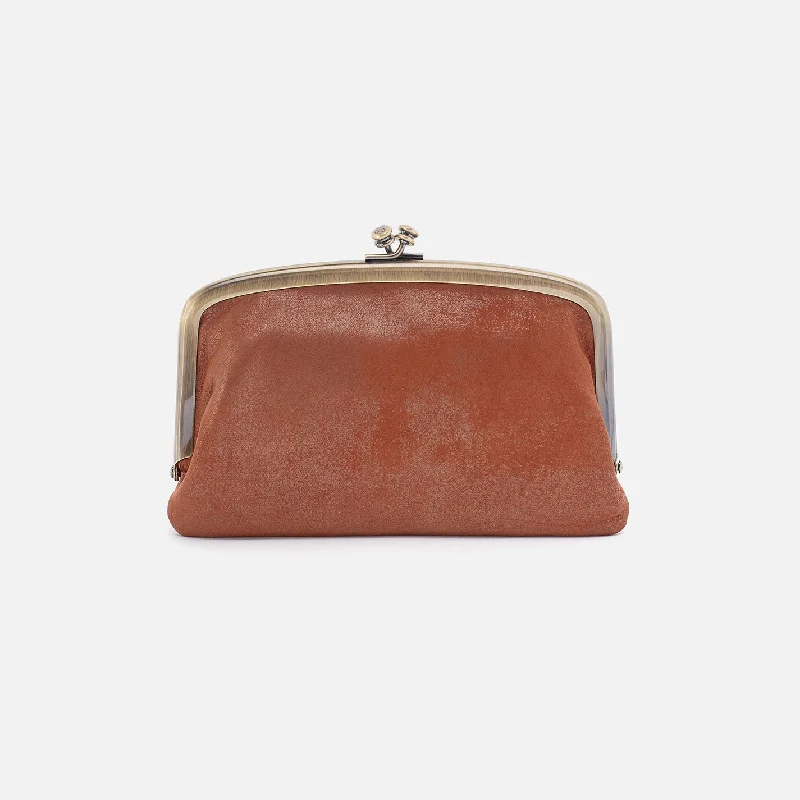 Cora Medium Frame Wallet In Metallic Leather - Patina