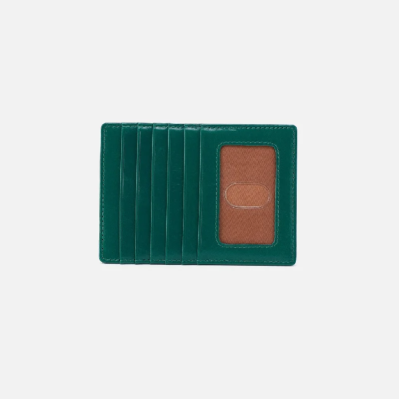 Euro Slide Card Case In Polished Leather - Alpine Green