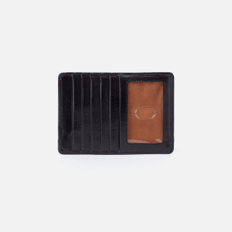 Euro Slide Card Case In Polished Leather - Black