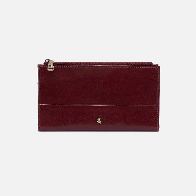 Jill Large Bifold Wallet In Polished Leather - Winterberry