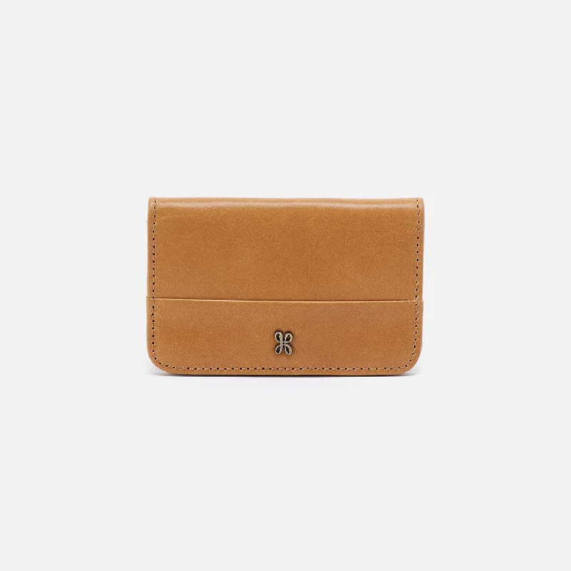 Jill Mini Card Case In Polished Leather - Natural