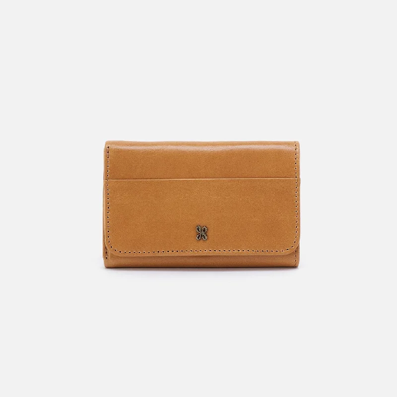 Jill Trifold Wallet In Polished Leather - Natural