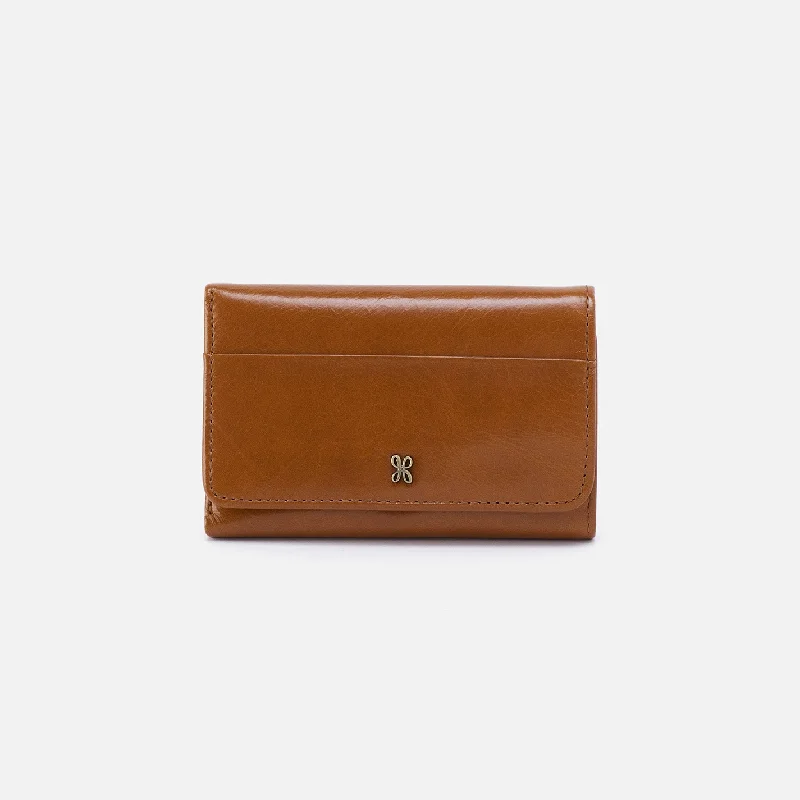 Jill Trifold Wallet in Polished Leather - Truffle