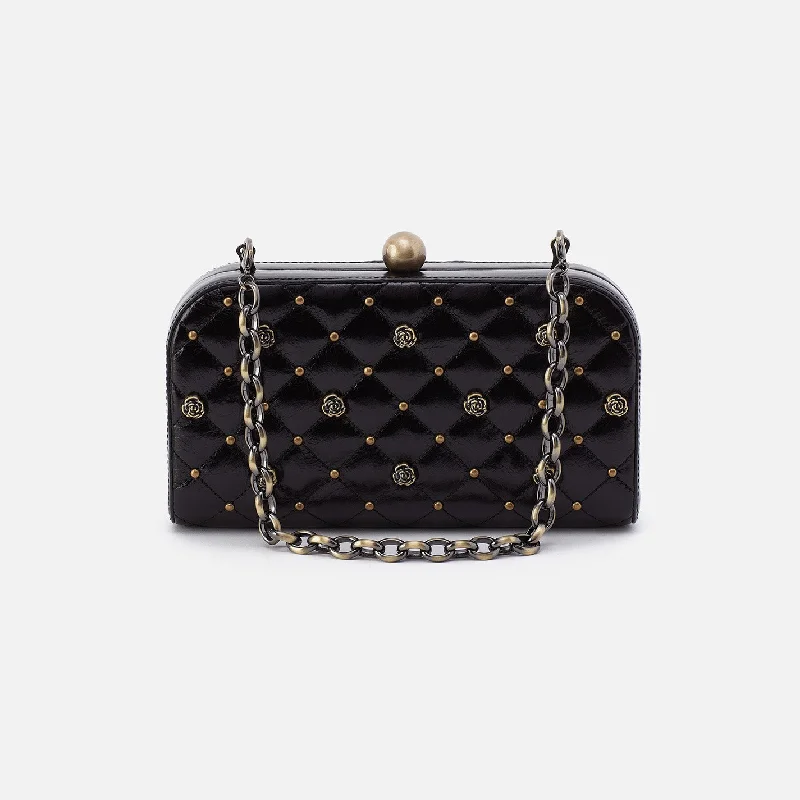 Lauren Minaudiere In Polished Leather - Studded Black