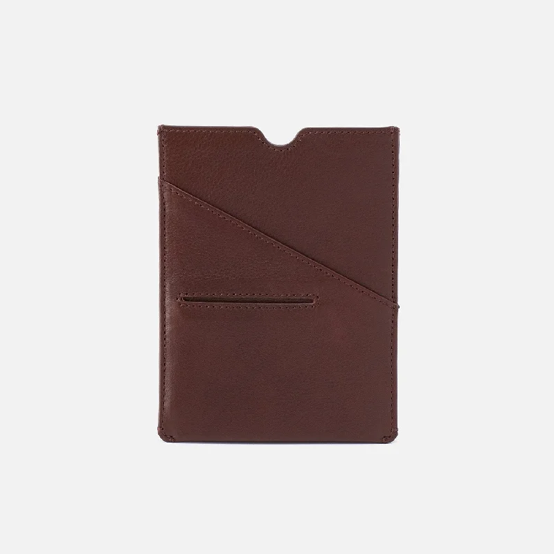 Men's Passport Holder in Silk Napa Leather - Brown