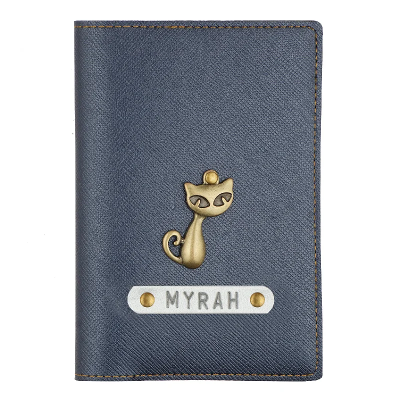 Personalized Metallic Blue Textured Passport Cover