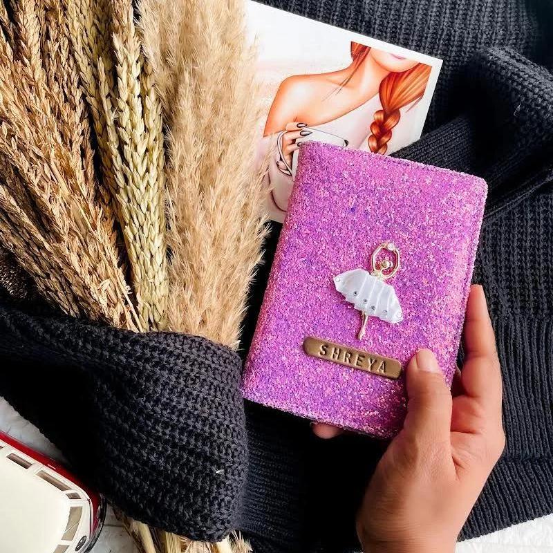 Purple blingastic Glitter Passport Cover