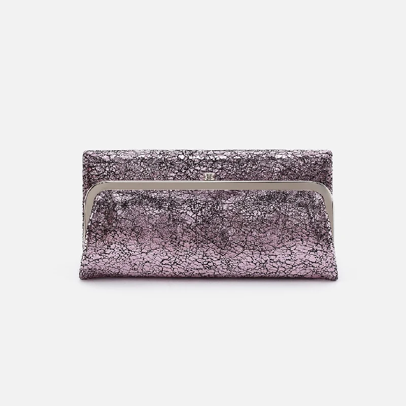 Rachel Continental Wallet In Metallic Leather - Blush Crackle