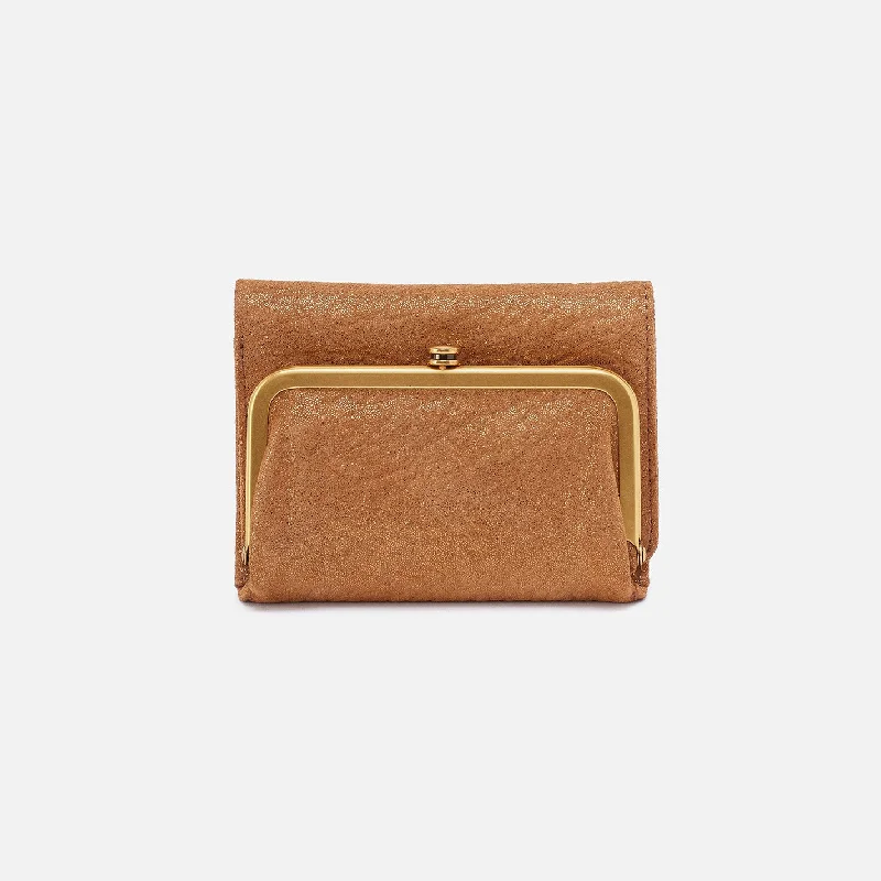 Robin Compact Wallet In Metallic Leather - Gold Rush