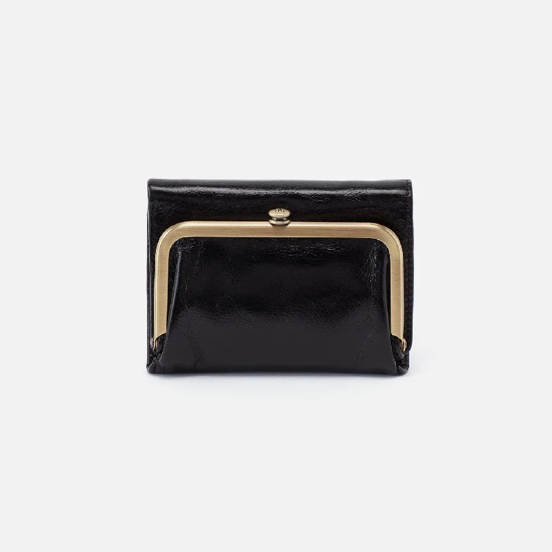 Robin Compact Wallet In Polished Leather - Black