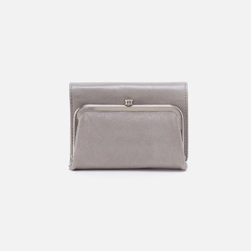 Robin Compact Wallet In Polished Leather - Light Grey