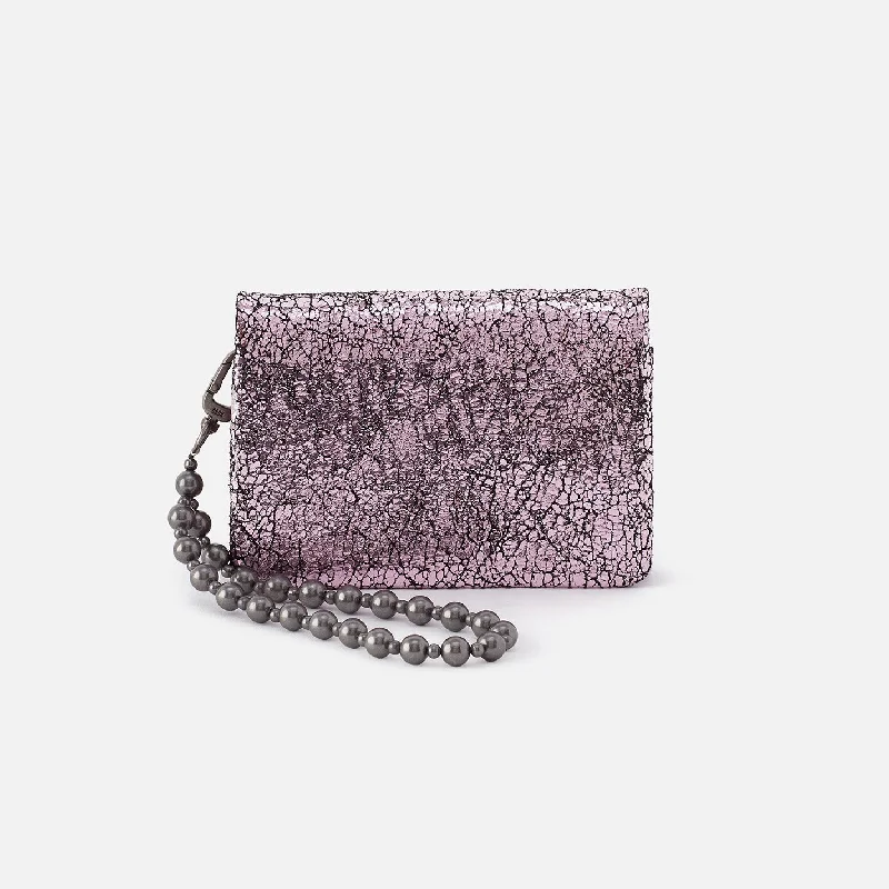 Ross Bead Wristlet In Metallic Leather - Blush Crackle