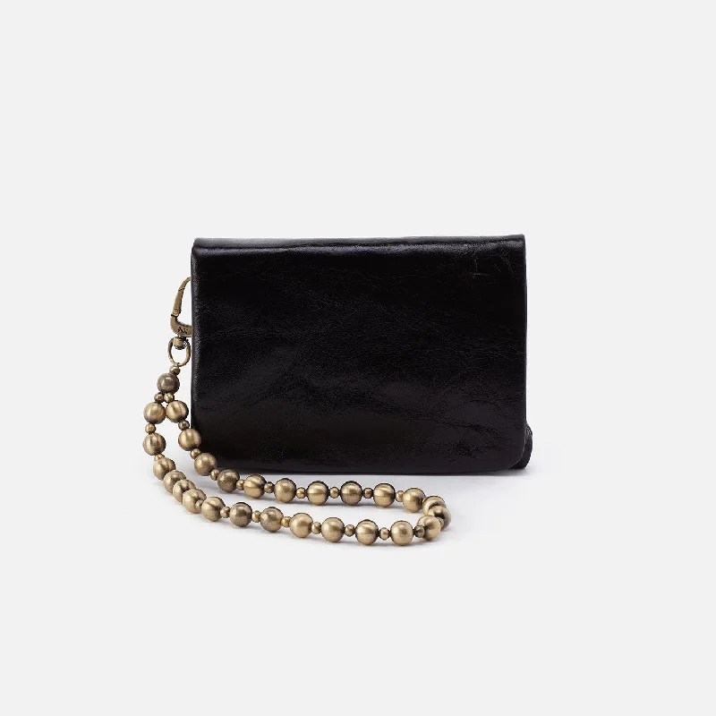 Ross Bead Wristlet In Polished Leather - Black