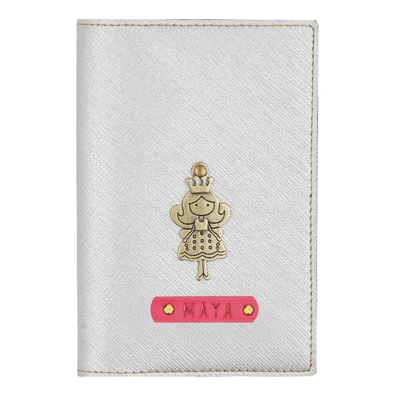 Personalized Silver Textured Passport Cover