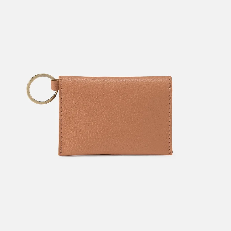 Vida Card Case In Micro Pebbled Leather - Biscuit