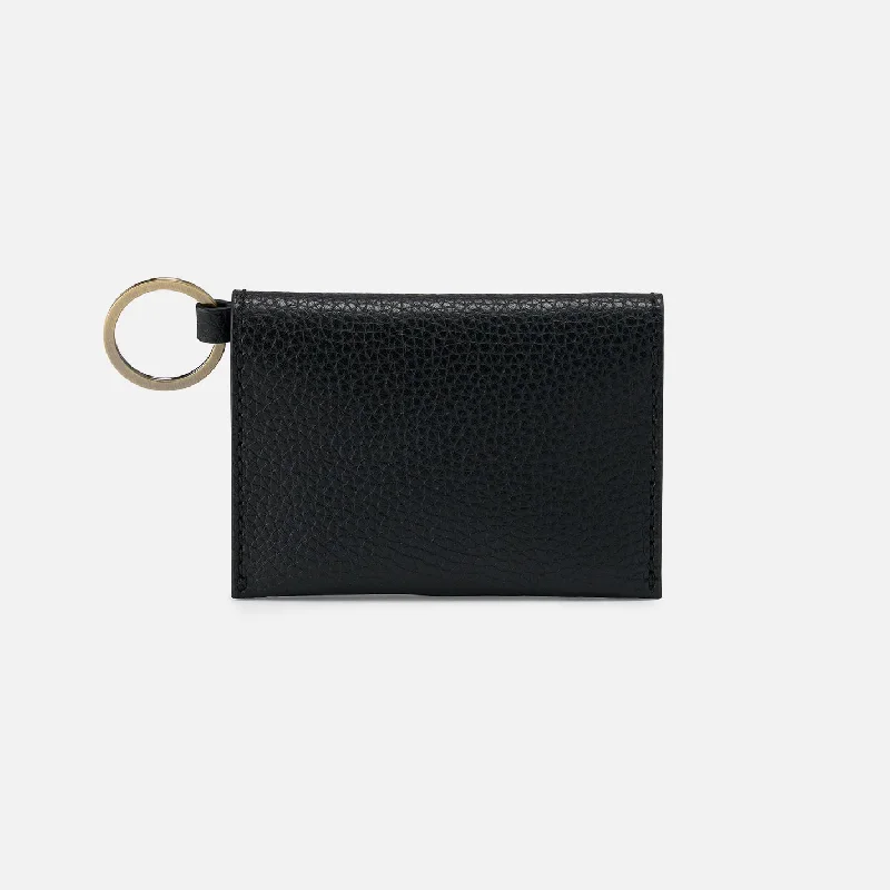 Vida Card Case In Micro Pebbled Leather - Black