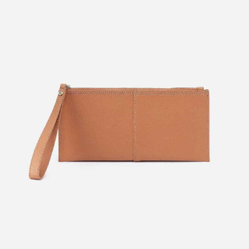 Vida Large Pouch In Micro Pebbled Leather - Biscuit