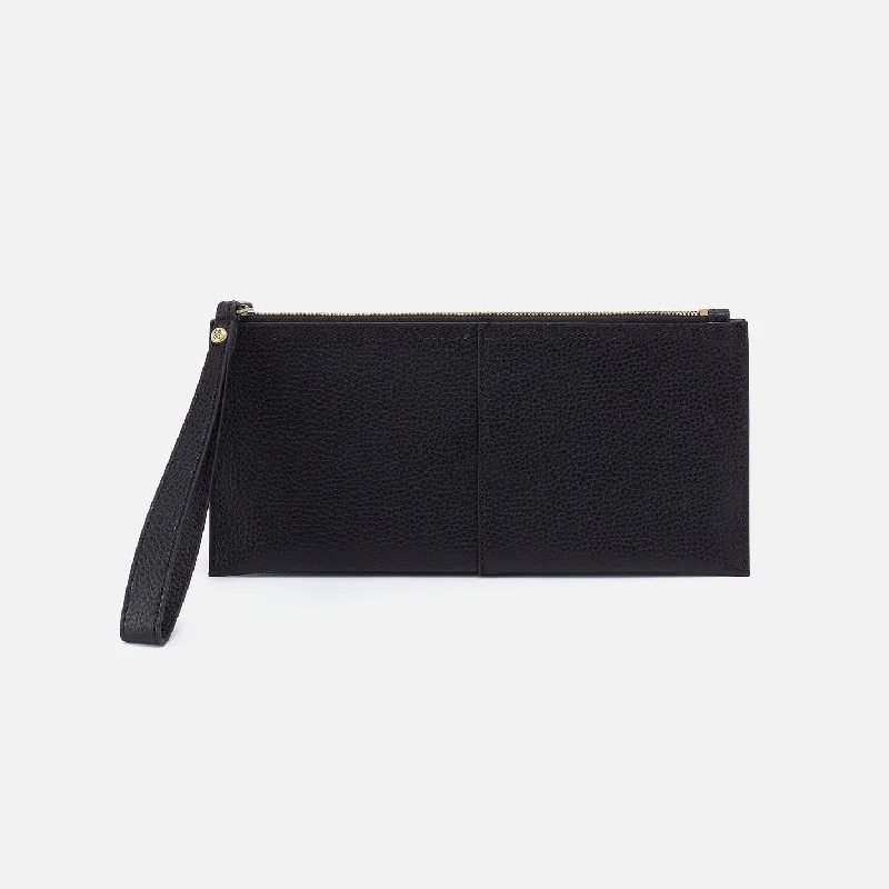 Vida Large Pouch In Micro Pebbled Leather - Black