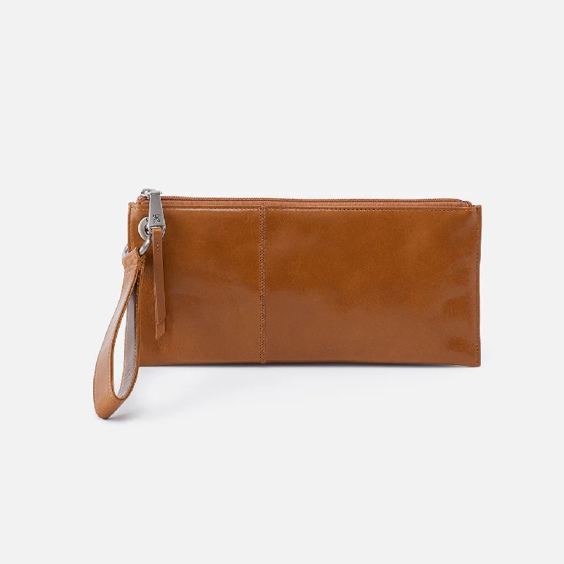 Vida Wristlet in Polished Leather - Truffle